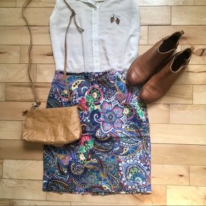SOLD Bright Paisley Pencil Skirt